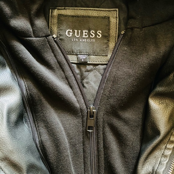 GUESS Faux Leather Hooded Moto Jacket - Picture 4 of 14
